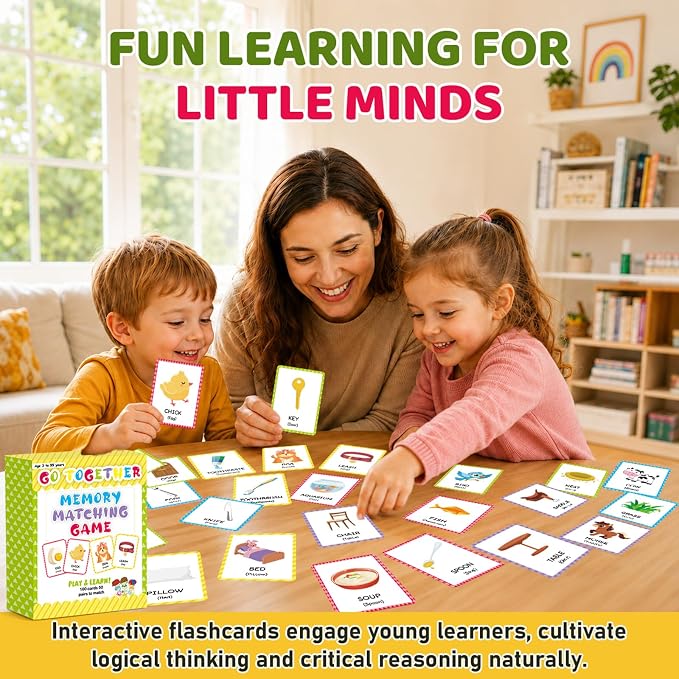 gisgfim 100 PCS Go Together Memory Matching Game Associations Learning Flashcards Educational Vocabulary Sorting Concentration Memory Card for Preschool Ages 3-8 A Fun & Fast Activities Matching Games - Image 7