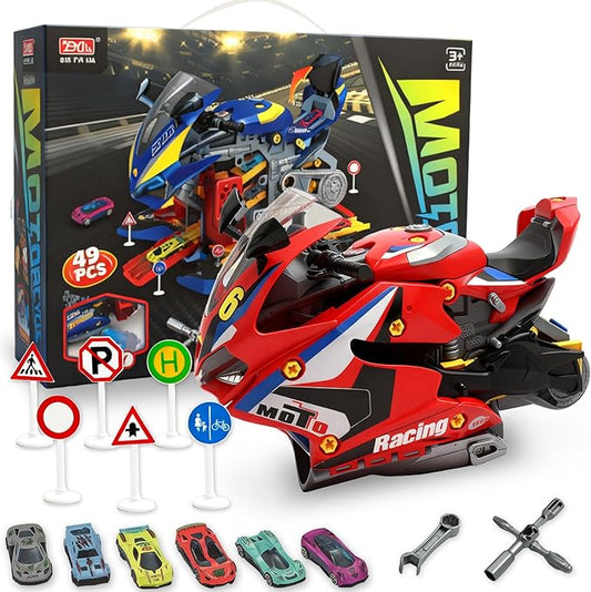 Take Apart Motorcycle Toys Kit, Motorcycle Model Toys for Kids Mechanic,Motorcycles Toy with Light, Sound & Spray for Toddlers 3+ Kids,Interactive Toy Engine Building Kit, Yellow