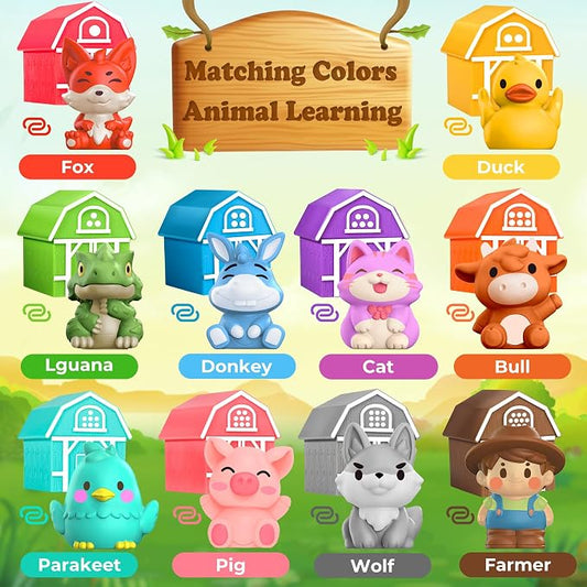 Montessori Learning Toys for 1,2,3 Year Old Toddlers, 20Pcs Farm Animal Preschool Sensory Toys for Counting, Matching, Sorting & Fine Motor Games, Christmas Birthday Easter Gift for Baby Boys Girls - Image 2