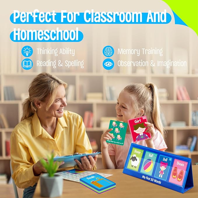 Word Building Desktop Pocket Chart, 48 CVC Words & 50 First Words, Double-Sided Tent Word Builder, Vocabulary Learning Flashcards Set for Kindergarten Reading and Spelling - Image 7
