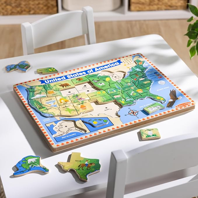 Melissa & Doug USA Map Sound Puzzle - Wooden Puzzle with Sound Effects (40 pcs) - Image 9