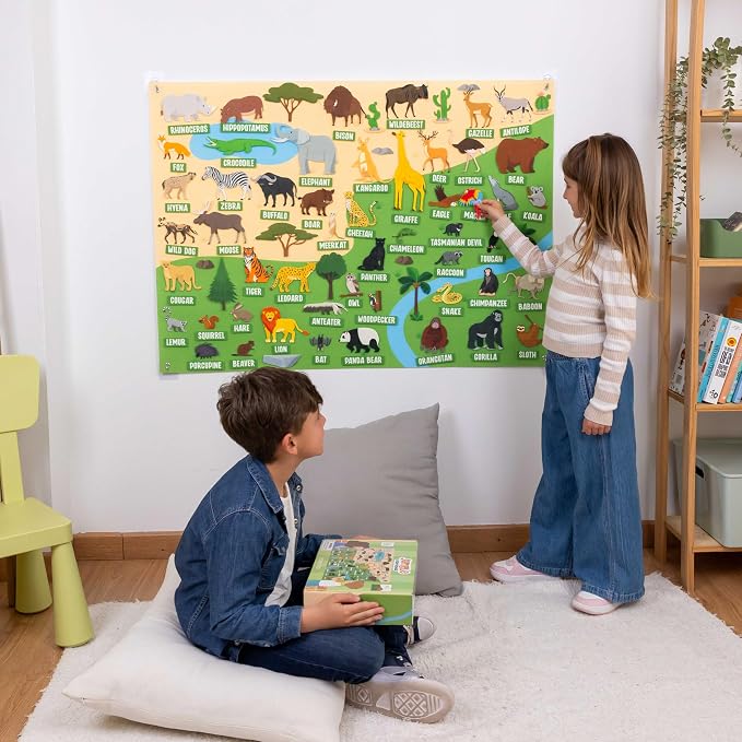 BONNYCO Felt Board for Toddlers with 116 Jungle Animals Figures. Montessori and Sensory Toys, Birthday Gifts for Kids 3-8 Years Old. Educational Games Learning Activities Christmas - Image 9