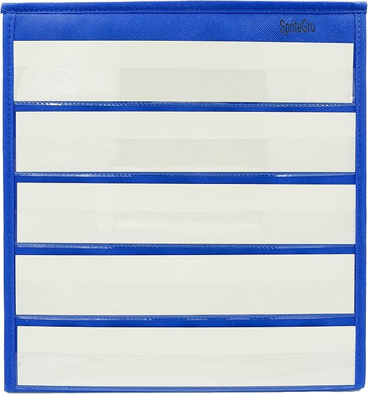 Blue Tabletop Desktop Pocket Chart with Bonus 20X Dry Erase Cards. Double Sided and Self-Standing (13” X 12”) - Image 2