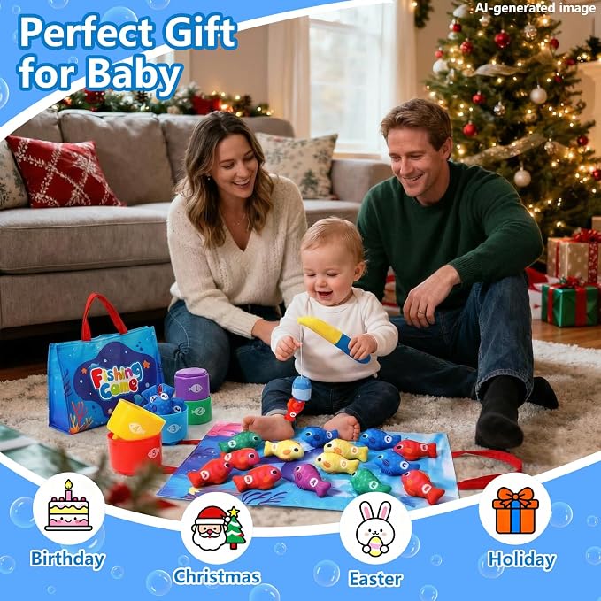 Montessori Fishing Toy for Toddler: 22Pcs Learning Set with Stacking Cups - Image 8