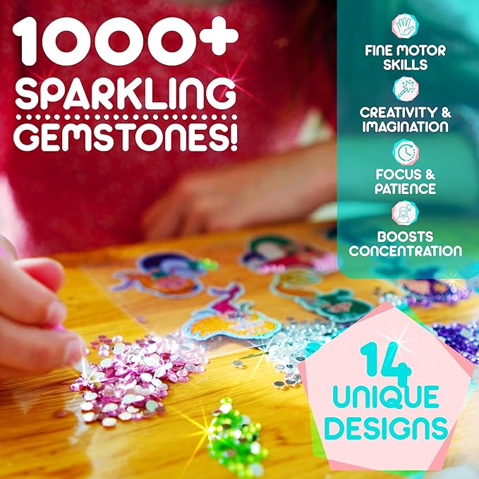 Blue Squid Diamond Art Kits for Kids β Summer Fun, Mermaid, & Unicorn - Fun & Easy DIY 5D Gem Art Kids Diamond Painting Kit - Arts & Crafts Kit, Girls, Boys Ages 6-12