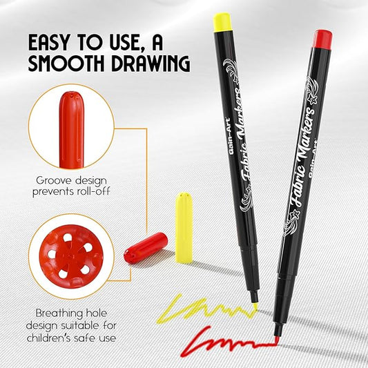 Fabric Markers Permanent for Clothes - 20 PCS Fine Tip Fabric Paint Pens - Non-Toxic Fabric Paint Markers for T-shirts Sneakers Canvas Bags and Textiles