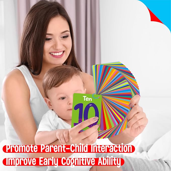 110 PCS Early Learning Flashcards, Double Sided Cards- Alphabet, Numbers, Foods, Animals, Shapes, Colors, Home Object with 4 Reclosable Rings, Learning Tool for Pre-K Kindergarten Toddlers - Image 7