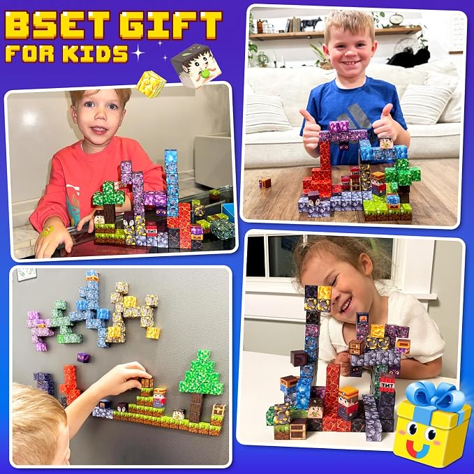 Magnetic Blocks - Build Mine Magnet World Set, STEM Magnetic Building Blocks for Kids Ages 4-6 6-8 8-13, Montessori Sensory Toys for Toddlers, Birthday Toys Gifts for 3+ Years Old Boys & Girls - Image 6