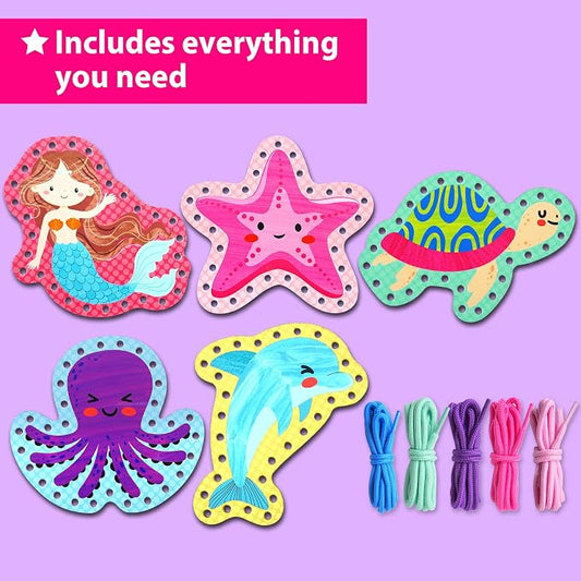 KRAFUN Mermaid Ocean Lacing Cards Age 3+ | 5 Projects - Image 2