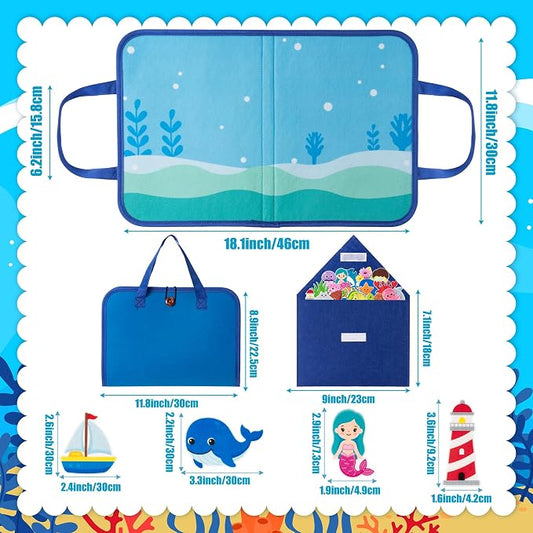 WATINC Travel Felt Board Story Set - 25PCS Portable Felt Board Educational Birthday Gift for Boy Girl Toddler, Under the Sea Storytelling Preschool Early Learning Interactive Play Kit (Ocean Animals) - Image 2