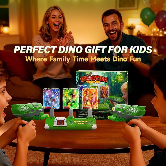 Toys for Boys Age 3-12, Kid Toys, 3 Dinosaur-Themed & 3 Dino Flashing Lights & Dino Claw Launcher, Fun Auto Reset Electronic Scoring Game with Sounds,3 4 5 6 7 8 9 10 11 12 Year Old Boy Birthday Gifts