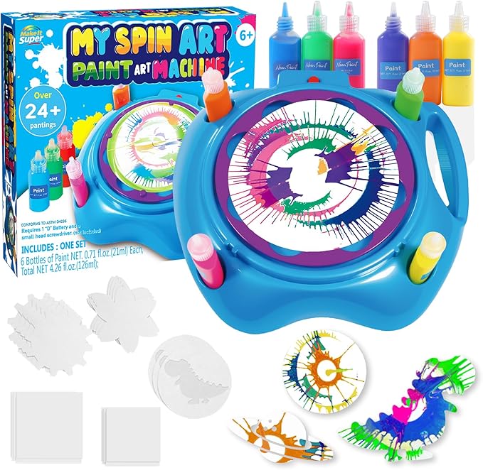 Make It Super Paint Spin Art Machine Kit for Kids, Arts and Crafts Toys for Boys & Girls Age 6-12, Creative Birthday Gift Idea for 6-9 Year Old Boys Girls, Christmas Gift Set