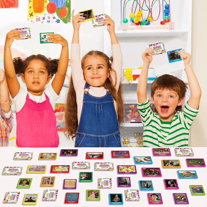 gisgfim 100 PCS Memory Matching Game Famous Paintings Concentration Memory Card for Adults Learning Educational Game A Fun & Fast Artworks Theme Matching Games - Image 7