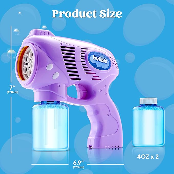 JOYIN 2 Bubble Guns with 2 Bottles Refill Solution, Bubble Machine Gun for Kids, Toddlers, Party Favors, Summer, Outdoors Activity, Wedding, Easter, Birthday Gift