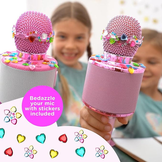 Move2Play, Kids Karaoke Microphone | Includes Stickers & Bluetooth | Kids Birthday Gift | Toy for All Ages 2, 3, 4, 5, 6+ Year Old Girls, Boys & Toddlers (White/Pink)