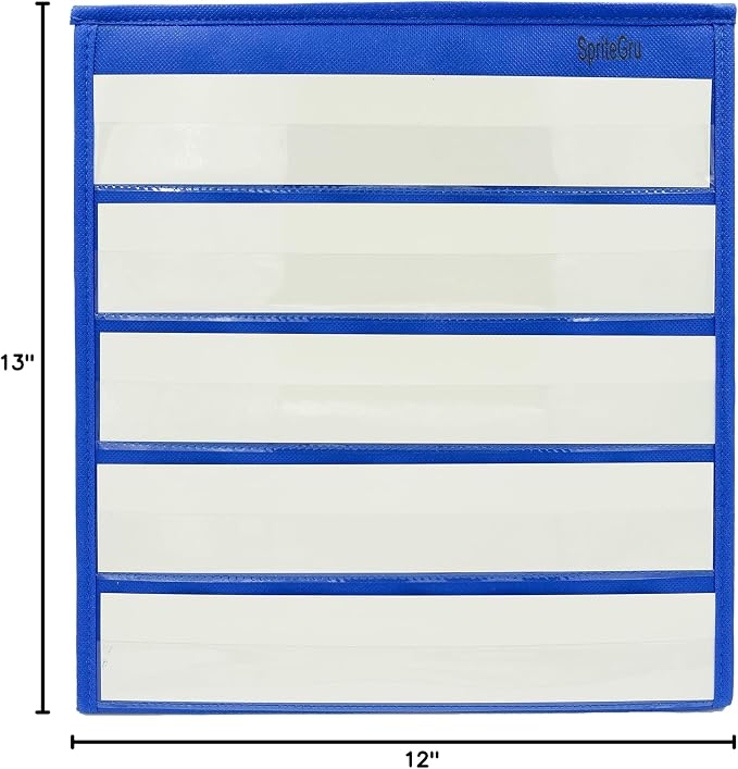 Blue Tabletop Desktop Pocket Chart with Bonus 20X Dry Erase Cards. Double Sided and Self-Standing (13” X 12”) - Image 5