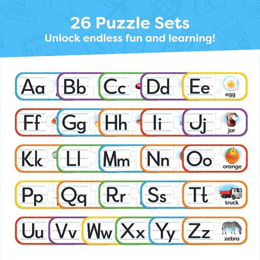 Alphabet Puzzle Games for Kindergarten - 26 Pairs Self-Correcting ABC Puzzles for Kids Ages 3-5 - ABC Puzzle Matching Game, Alphabet Puzzles Toddler Learning Toys - Preschool Classroom Must Haves - Image 2