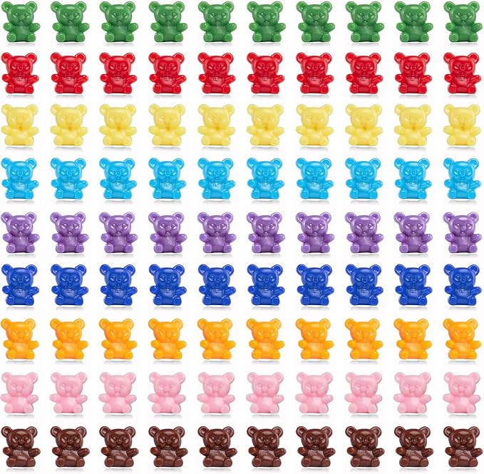 XINHUIDALSQ 90 Pieces Colored Counting Bears 0.62 Inch Rainbow Counting Bears Set 9 Colors Mini Plastic Bear Math Manipulatives for Toddlers Suitable for Ages 3+ Kids - Image 7