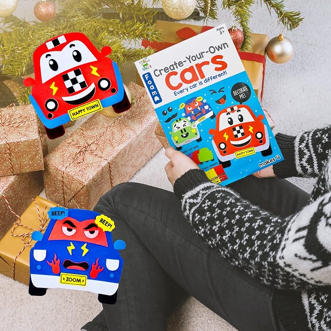 VKPI 4 Pieces EVA Foam Art Crafts Gift Kit, Creative Make Your Own Cars, Cartoon Foam Paper Craft Projects for Kids Ages 4+ Toddler, Preschool Learning Toy for Birthday Party Favor Supplies - Image 7