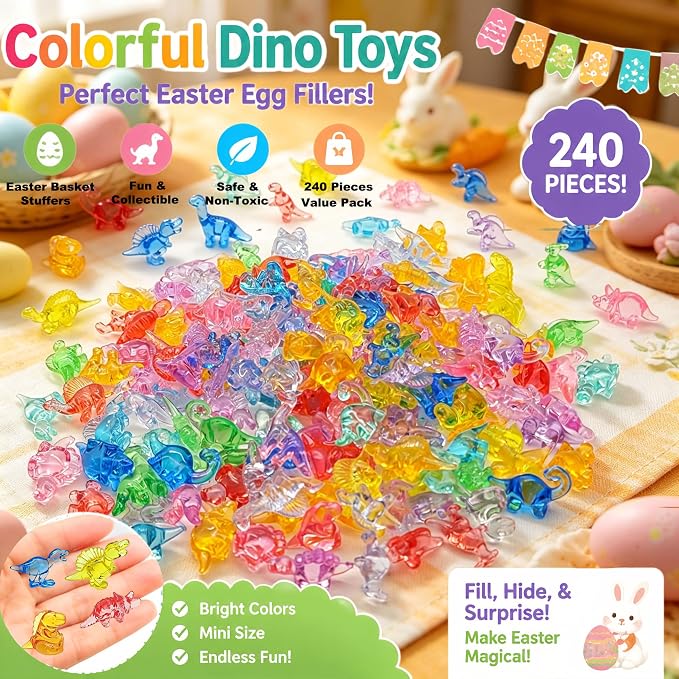 240 PCS Mini Dinosaur Toys for Kids,Translucent Counting Toys - Image 7