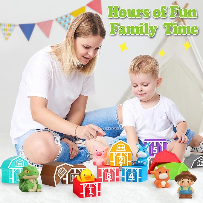 Montessori Learning Toys for 1,2,3 Year Old Toddlers, 20Pcs Farm Animal Preschool Sensory Toys for Counting, Matching, Sorting & Fine Motor Games, Christmas Birthday Easter Gift for Baby Boys Girls - Image 6