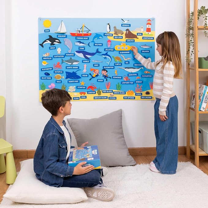 BONNYCO Felt Board for Toddlers with 107 Sea Animals Figures. Montessori and Sensory Toys, Birthday Gifts for Kids 3-8 Years Old. Educational Games, Learning Activities, Christmas - Image 9
