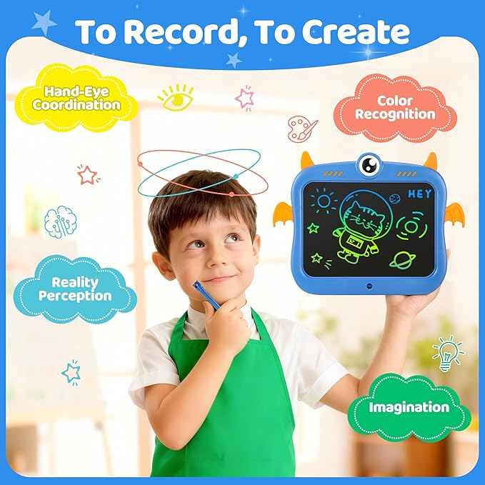 LCD Writing Tablet for Kids, 8.5 inch Doodle Board Drawing Pad, Little Monster Toys for Kids, Travel Toys for 3 4 5 6 7 8 Year Old Boys Girls Birthday Christmas Gifts (Blue)
