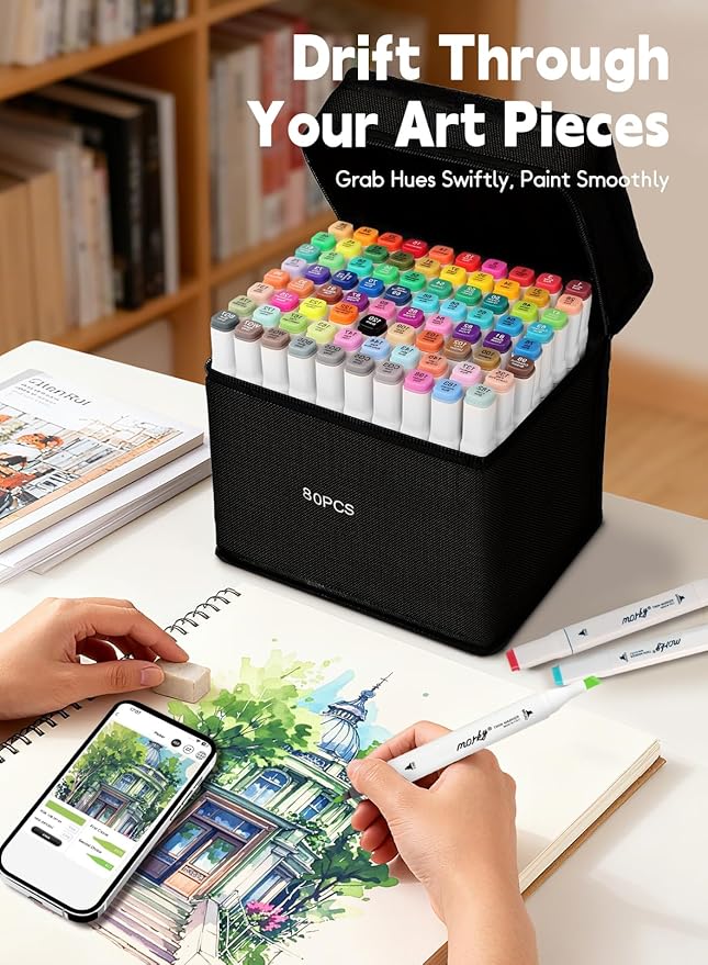 168+2 Colors Alcohol Markers with Free App, Chisel & Fine Tip Alcohol-Based Marker Set for Adults, Dual Tip Artist Markers for Drawing, Coloring Illustration, Painting and Great Gift Idea