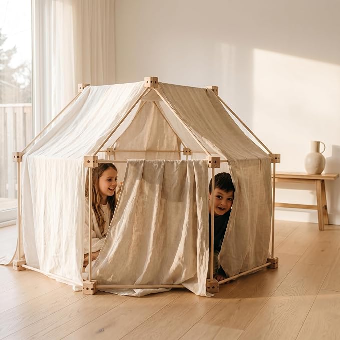 Little Genius Wooden Fort Building Kit for Kids – 68 PCS Beech Wood Fort Builder | Fort Building Kit for Kids 4-8 & 8-12 | STEM Indoor Fort Kit | Build a Fort | Includes Storage Bag & Assembly Book - Image 6