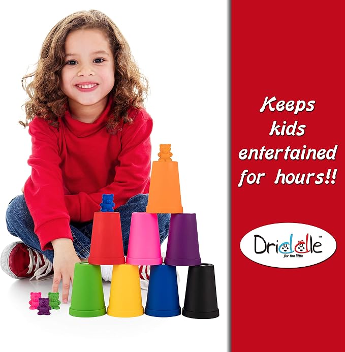 Driddle Colorful Counting Bears with Matching Cups - 80 Bears - Sort, Count & Color Recognition Learning Toy for Toddler & Kids - Montessori Education - Preschool Game - Image 7