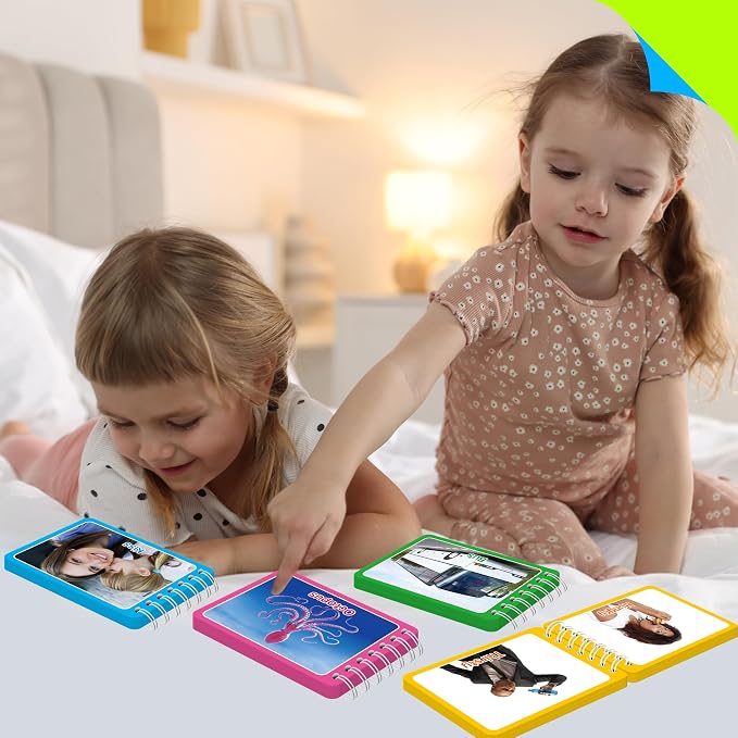 4 Flipbooks for Learning Words, Mini Book Set with Real Pictures, Vocabulary Builder to Learn Verbs, Nouns, Foods, Animals, Double Sided Printed Word Learning Flipbook, Early Educational Tool For Kids - Image 7