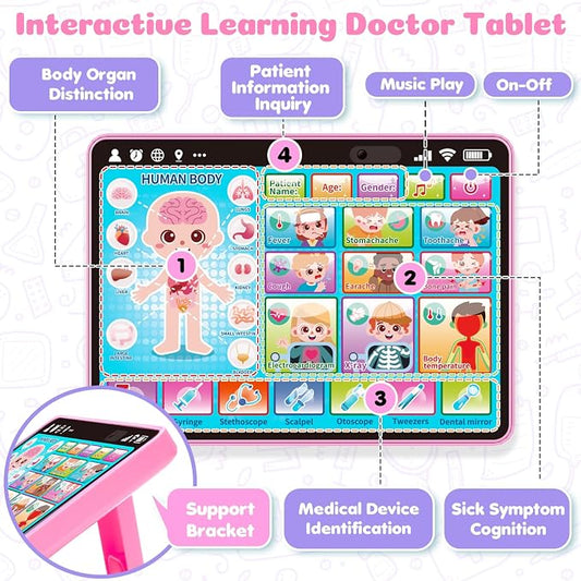 Toidgy Learning Toys Tablet with Music & Sound, Speech Therapy Toys for Toddlers Age 1, 2, 3, Montessori Toys Christmas Birthday Gifts for Girls, Boys, Baby 12-18 Months, Doctors Pretend Playset - Image 2