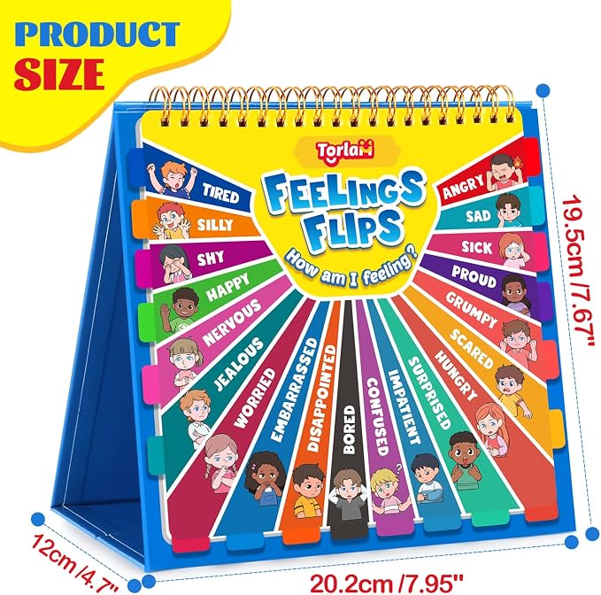 Torlam Feelings Wheel Emotions Book,Calming Down Corner Items Feelings Chart for Kids,Social Emotional Regulation Tools,Emotion Wheel Flip Book,Autism Must-Have ADHD Tools for Kids Classroom Preschool - Image 7