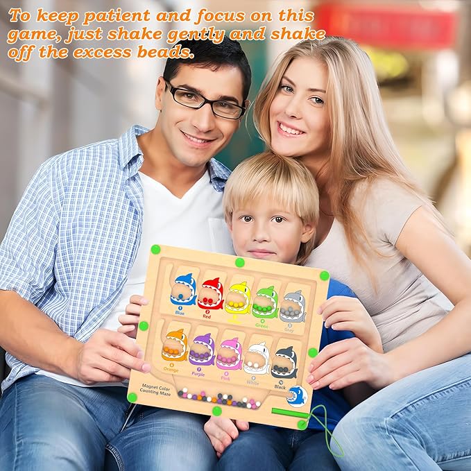 Magnetic Color & Number Maze Counting Matching Toy with Shark Eating - Image 7