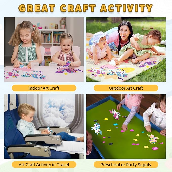 VKPI 4 Pieces EVA Foam Art Crafts Gift Kit, Make Create Your Own Unicorns, Cartoon Foam Paper Craft Projects for Kids Ages 4+ Toddler, Preschool Learning Toy for Birthday Party Favor Supplies - Image 6