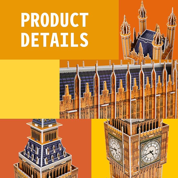 3D Puzzles for Adults & Kids, London Big Ben City Architecture Building Model Kit, 3-D Puzzle DIY Craft Kits STEM Educational Family Assembly Toys Gifts for Boys Girls 10-12-14 Home Decor, 190 Pieces - Image 7