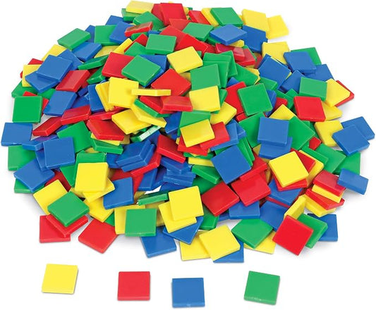 Learning Resources Square Color Tiles, Counting, Sorting Toy, Set of 400 in 6 Colors, Ages 4+ - Image 2