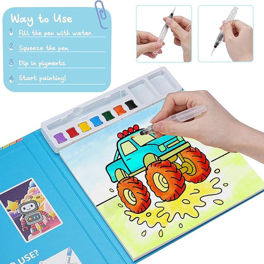 DreamCosy Paint with Water Coloring Books for Toddles, Water Painting Kit with Brush, Mess-Free Arts Crafts, Drawing Activities, Toy Gift for Boys Girls, Preschool, Homeschool
