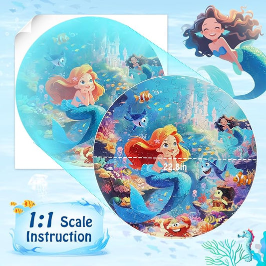 DIGOBAY 70 Piece Mermaid Jigsaw Floor Puzzle for Kids Ages 4-8 with Poster - Image 2