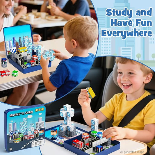 City Traffic Magnetic Blocks Set Fully Encased Magnets Non-Toxic - Image 2