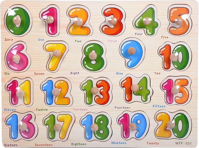 Numbers Puzzle Wooden for Toddlers 3+ Years Old - Montessori Number Learning Toy with Sorting Board & 123 Blocks - Preschool Educational Toy for Boys & Girls - Color & Counting Recognition by Unknown