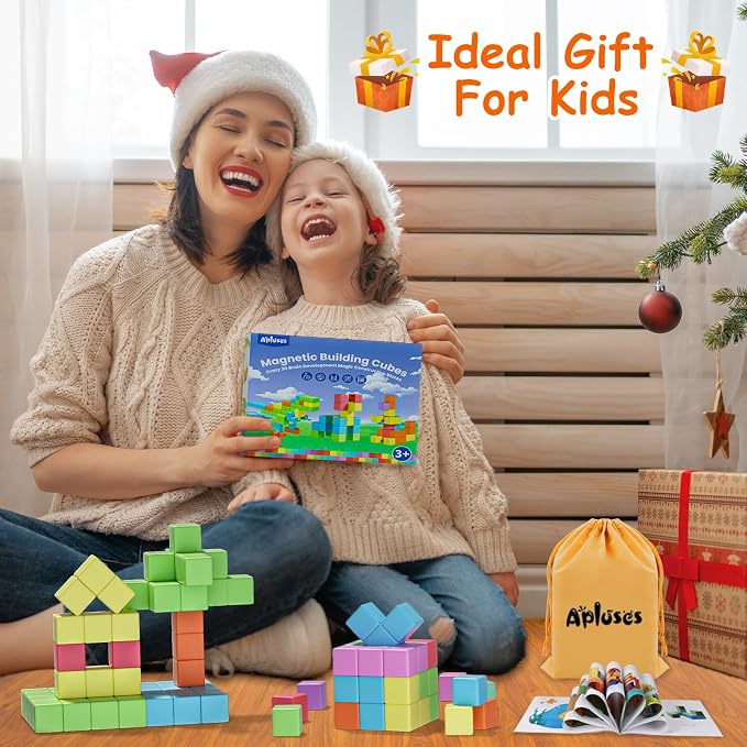 Apluses Magnetic Blocks, Magnet Building Cubes for Kids Ages 3-5, STEM Educational Sensory Autism Montessori Preschool Toys, Gifts for Kids Ages 4-8 Year Old Boys and Girls - Image 7