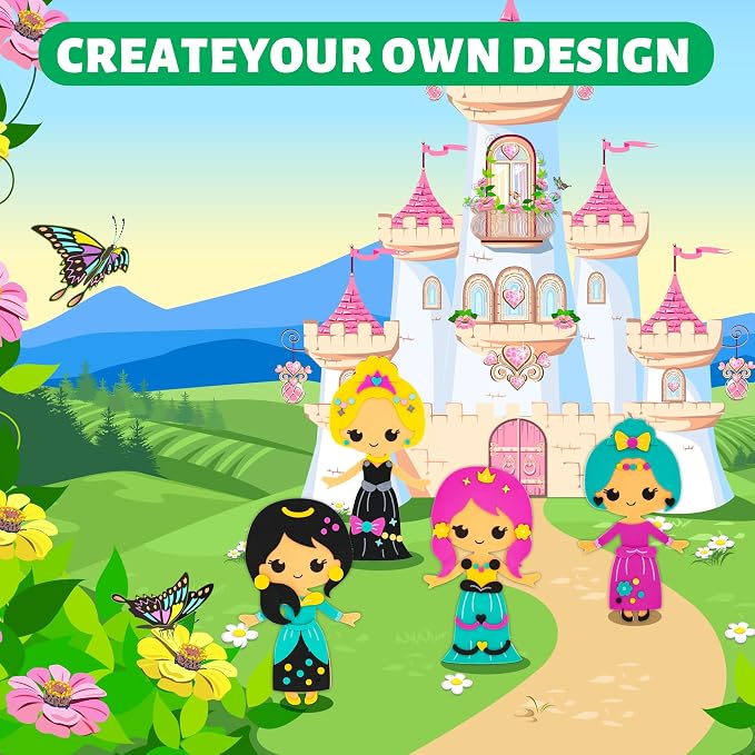 VKPI 4 Pieces EVA Foam Art Crafts Gift Kit, Creative Make Your Own Princess, Cartoon Foam Paper Craft Projects for Kids Ages 4+ Toddler, Preschool Learning Toy for Birthday Party Favor Supplies - Image 6