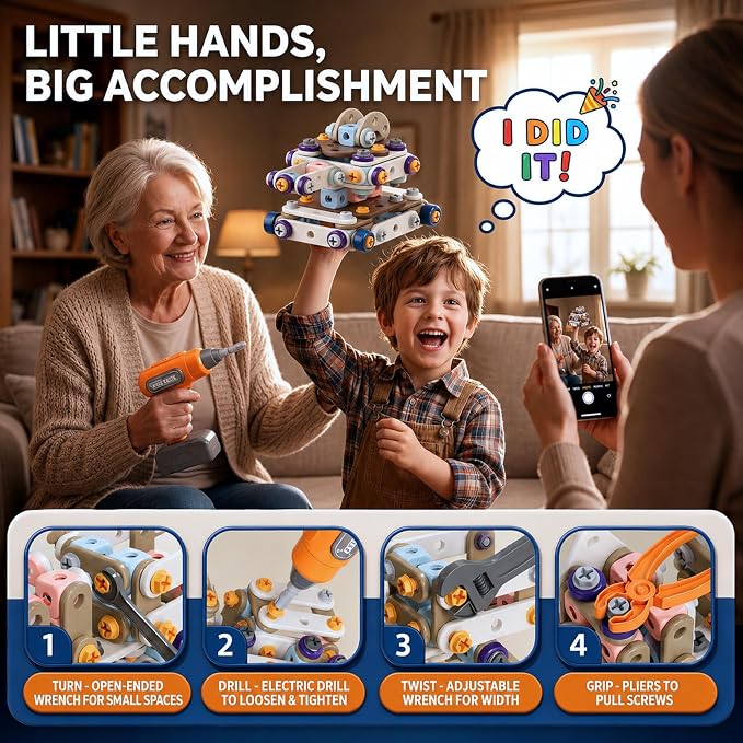 2026 New Kids Tool Set, 211 Pcs STEM Building Toys for Ages 3-8 - Image 6