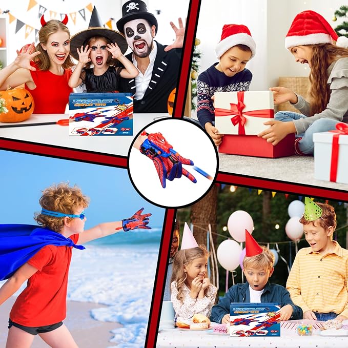 Superhero Web Shooters for Kids Age 3-7, Adjustable Wrist Launcher Slinging Toy Set with 20 Darts, Ideal Birthday for Boys & Girls Imaginative Role-Playing Costume Accessory