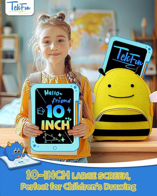 TEKFUN LCD Writing Tablet for Kids, 10 Inch Toddler Doodle Board, Drawing Pad for Teens, Mess Free Coloring Board, Preschool Learning Toys,Christmas Birthday Gifts for 3-12 Year Old Girls Boys (Blue)