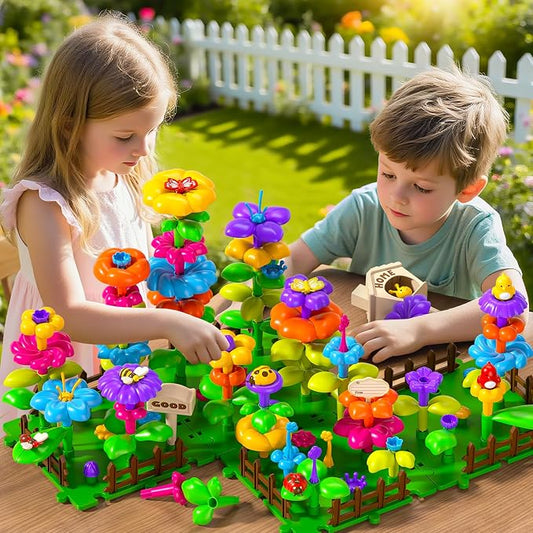 112 Pcs Flower Garden Toy, Toddler Girl Toys 3-4 Years Old Girls Gardening Building Gifts Set Best Educational Learning Fine DIY Crafts Stem Construction Stacking Kit for 3 4 5 6 7 Year Kids Birthday - Image 2