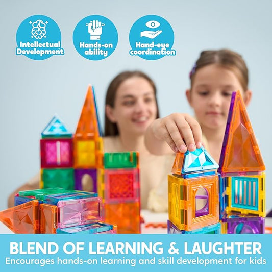 SYNCFUN 66PCS Magnetic Building Tiles, Toys for Toddler, 2D & 3D Magnet Tiles, Durable and Creative STEM Building Toys for Kids Aged 3-5 4-8, Educational Gift