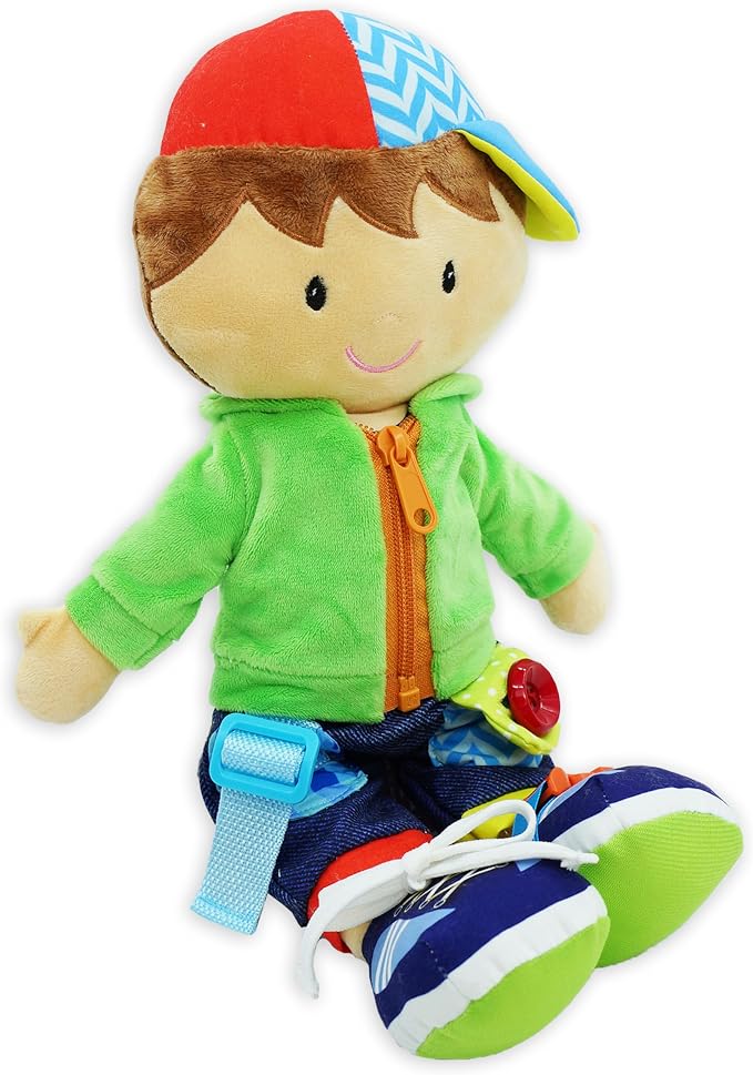 June Garden Personalized Dressy Friends Terry - Educational Stuffed Plush Doll for Kids and Toddlers 2 Years and Up - Montessori Buckle Soft Toy - Image 8