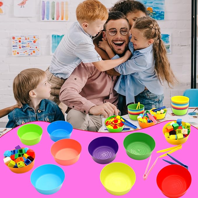40 Pieces Sorting Bowls and Tweezers for Preschool Counting and Sorting Toy Include 20 Sorting Bowls 20 Tweezers for Kids Math Early and Fine Motor Skill Education - Image 6